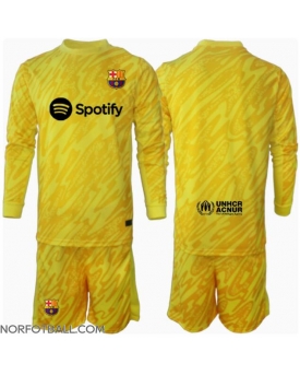 Billige Fotballdrakt Barcelona Keeper Replika Hjemmedraktsett Barn 2024-25 Langermet (med bukser)